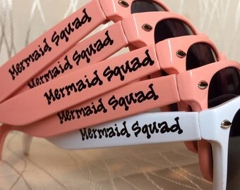 Mermaid Squad personalized Sunglasses for your bachelorette party/last night out/girls trip/squad/beach bash/mermazing bachelorette/beach