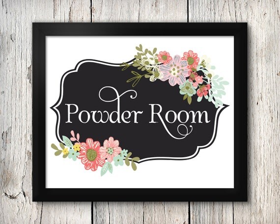 Powder Room Sign Printable Wall Art Digital Download PDF