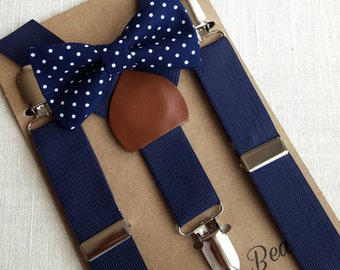 PRE-ORDER (2 WEEKS) Newborn Bow Tie and Suspenders, Toddler Bow Tie and Suspenders, Navy Boys Bow Tie, Navy Boys Suspenders, Ring Bearer