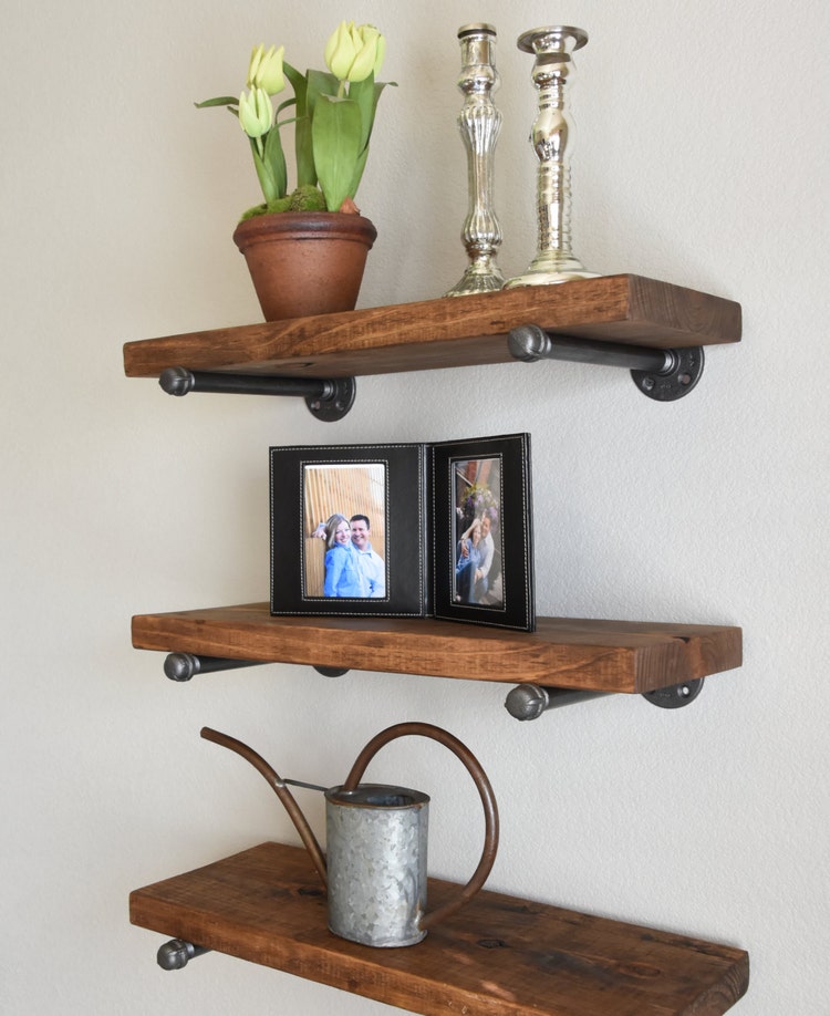 Set of 3 10 deep Floating shelves combo Wood by