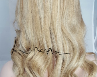 Clip in Human Hair Extensions #613 blonde and Medium Golden Blonde Mix