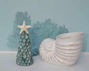 Christmas Beach Decor, Coastal Christmas Decor, Seashell Christmas Tree, Nautical Decor, Green Limpet Christmas Tree