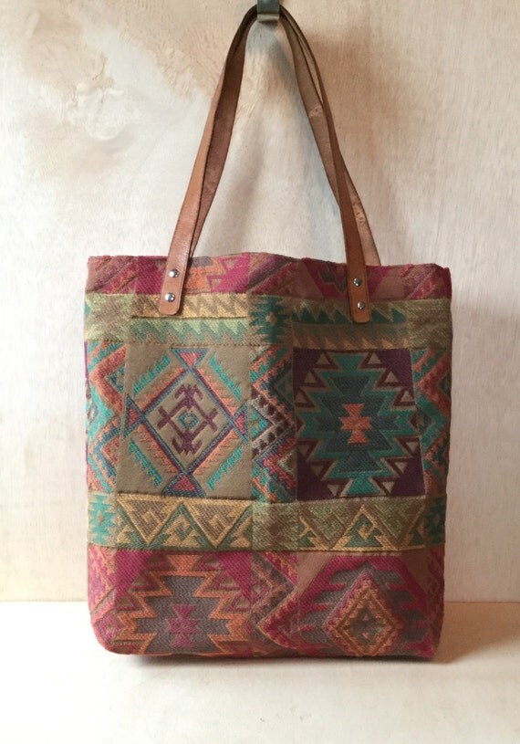 Handmade Southwestern Tapestry Textile Shoulder Bag Tote
