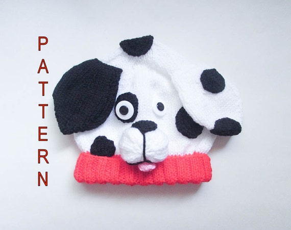 Knitting Pattern Dalmatian Puppy Dog Baby Beanie Hat ...