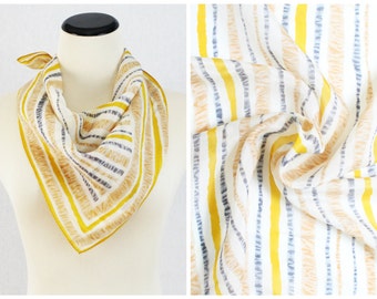 Grey and Yellow Vera Scarf - Silk Blend Vera Neumann Scarf - Vintage 1960s Sheer Silk Scarf