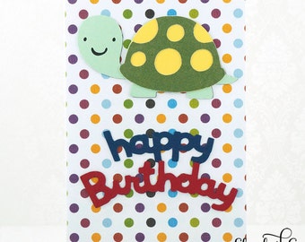 CLEARANCE 50% off-Kids Birthday Cards, Birthday Cards Handmade, Cute Turtle, Cute Birthday Card, Handmade Greeting Cards