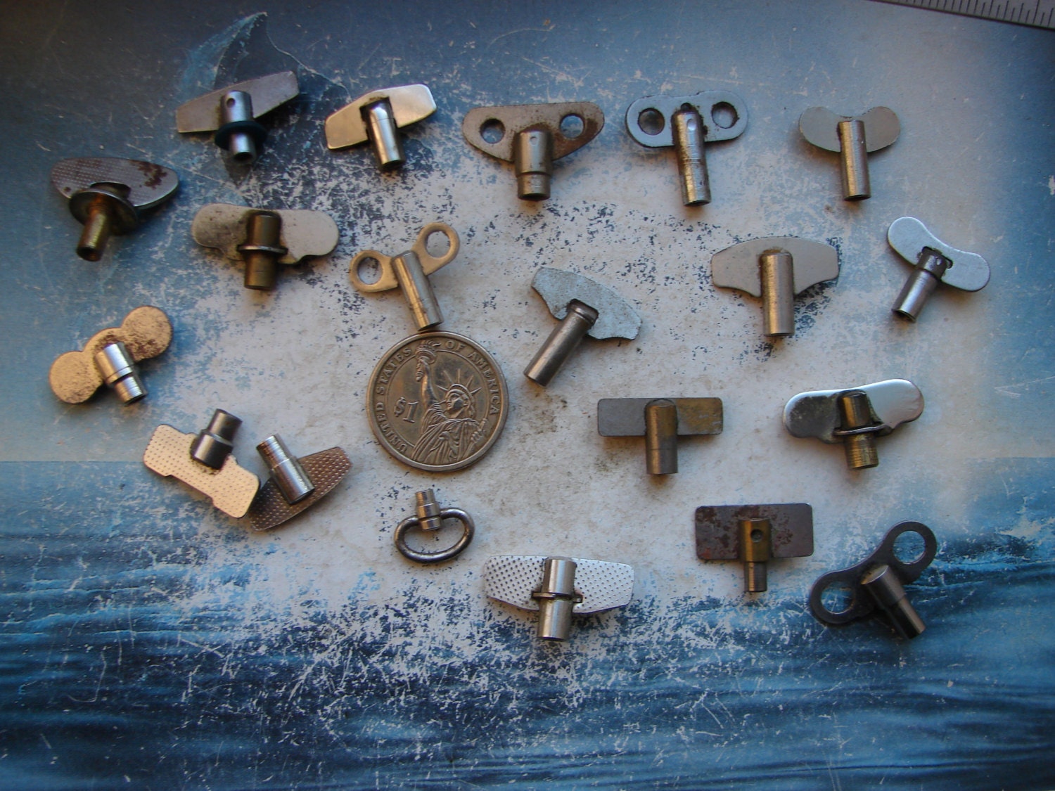 Set of 20 Vintage alarm clock parts / alarm chromed brass