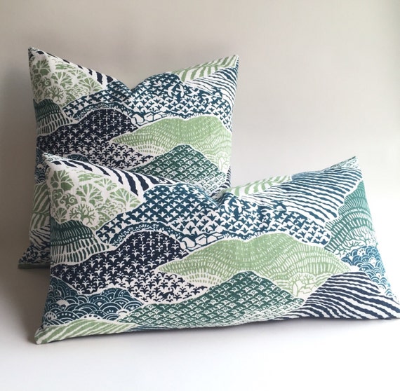 cover pillow zipper Teal Hills Green Dark Rolling Cover Navy Pillow and Green