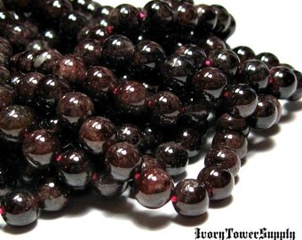 1 Strand 6mm Garnet Beads, Gemstone Beads, Semi Precious Beads, Natural Stone Beads, Red Beads, Round Beads