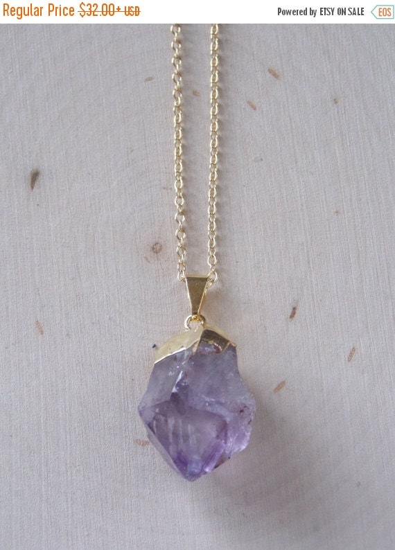 Purple Amethyst Pendant Necklace on a Gold Fill by MalieCreations