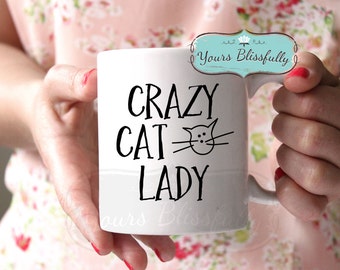 Crazy Cat Lady Mug, Cat Mug, Cat Gift, Cat Birthday Gift, Personalised Cat Mug, Gift for Cat Lover, Cat Coffee Mug, Christmas in July Cat