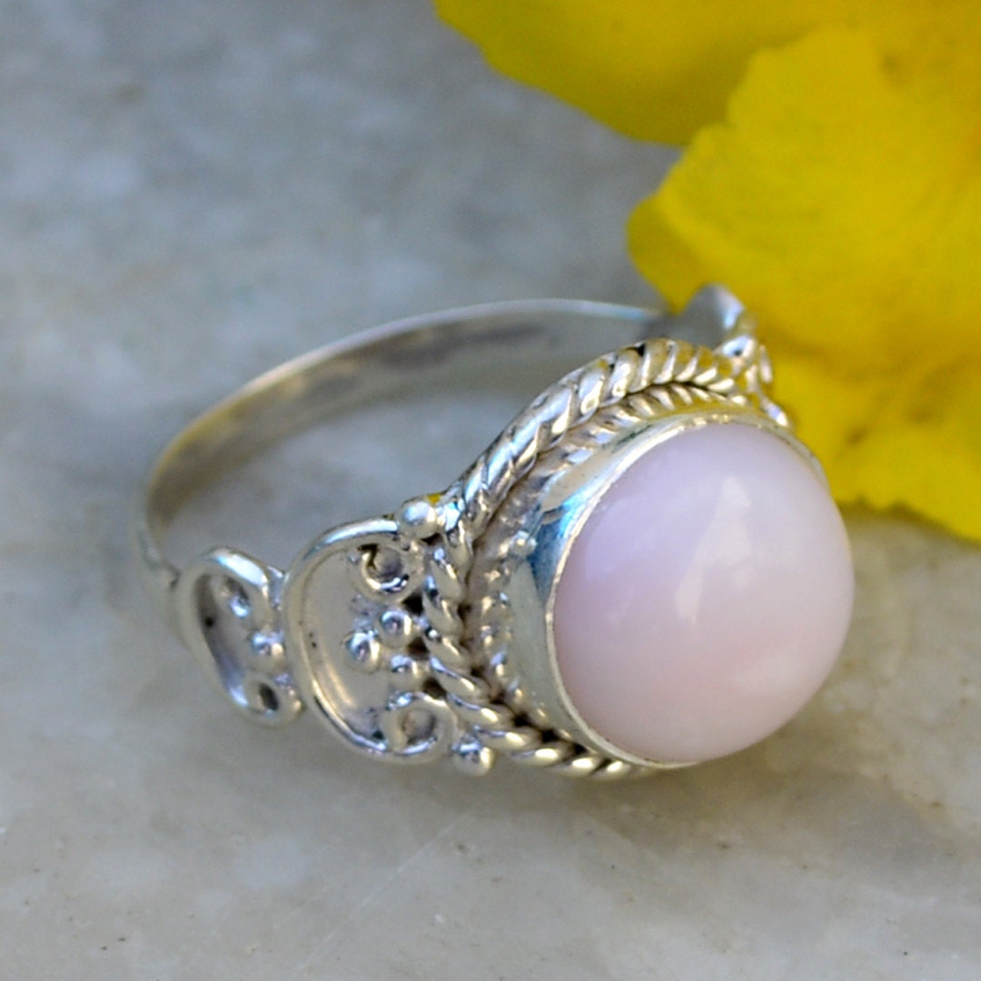 pink opal stone ring
