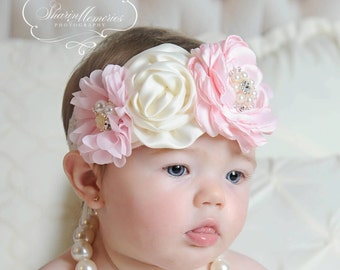 Beige Headband/Flower Girl Headband/Baby Headband/Infant