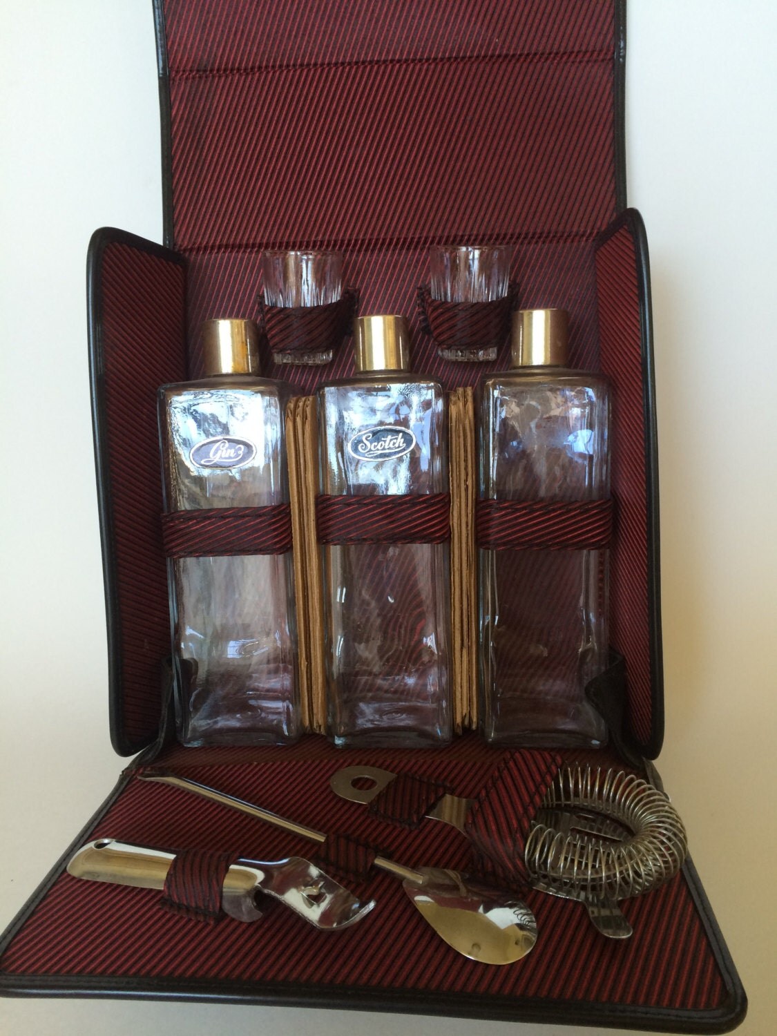 Vintage Mid Century Travel Bar Set