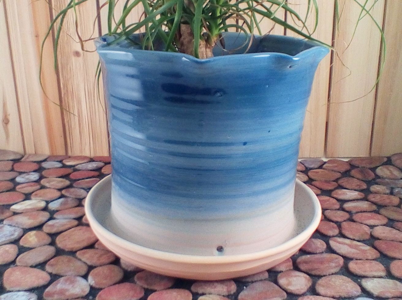 Large Blue planter flower planter flower by SummerHollowPottery