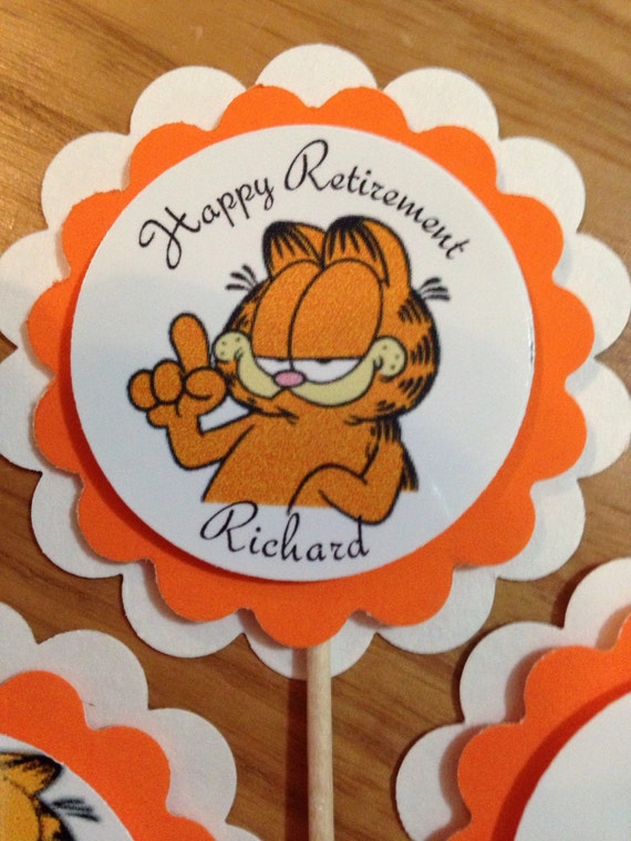 Garfield party custom personalized cupcake toppers hard to