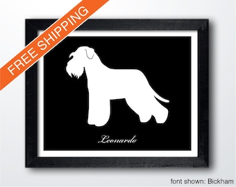 Personalized Standard Schnauzer Silhouette Print with Custom Name (Natural) - Standard Schnauzer art, modern dog home decor