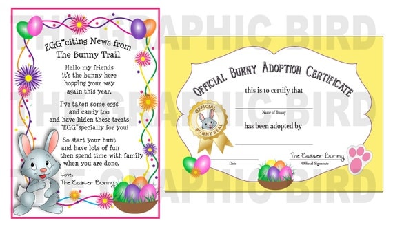 Easter Bunny Letter and Adoption Certificate. by TheGraphicBird