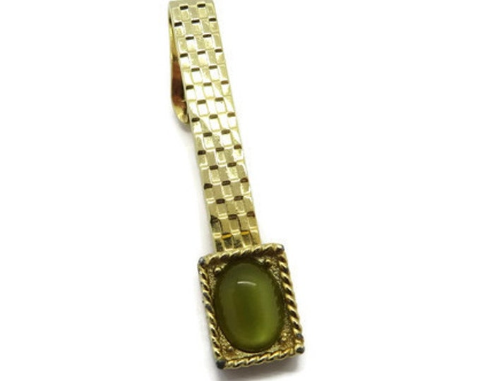 Vintage SWANK Faux Jade Gold Tone Tie Clip