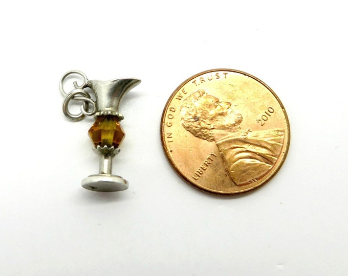 Sterling Silver Carafe Charm, Vintage Sterling and Crystal Carafe Charm
