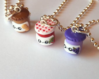 Three Best Friends - Peanut Butter and Jelly Best Friends Necklaces - Three Friendship Necklaces - Peanut Butter and Jelly Charms - Sisters