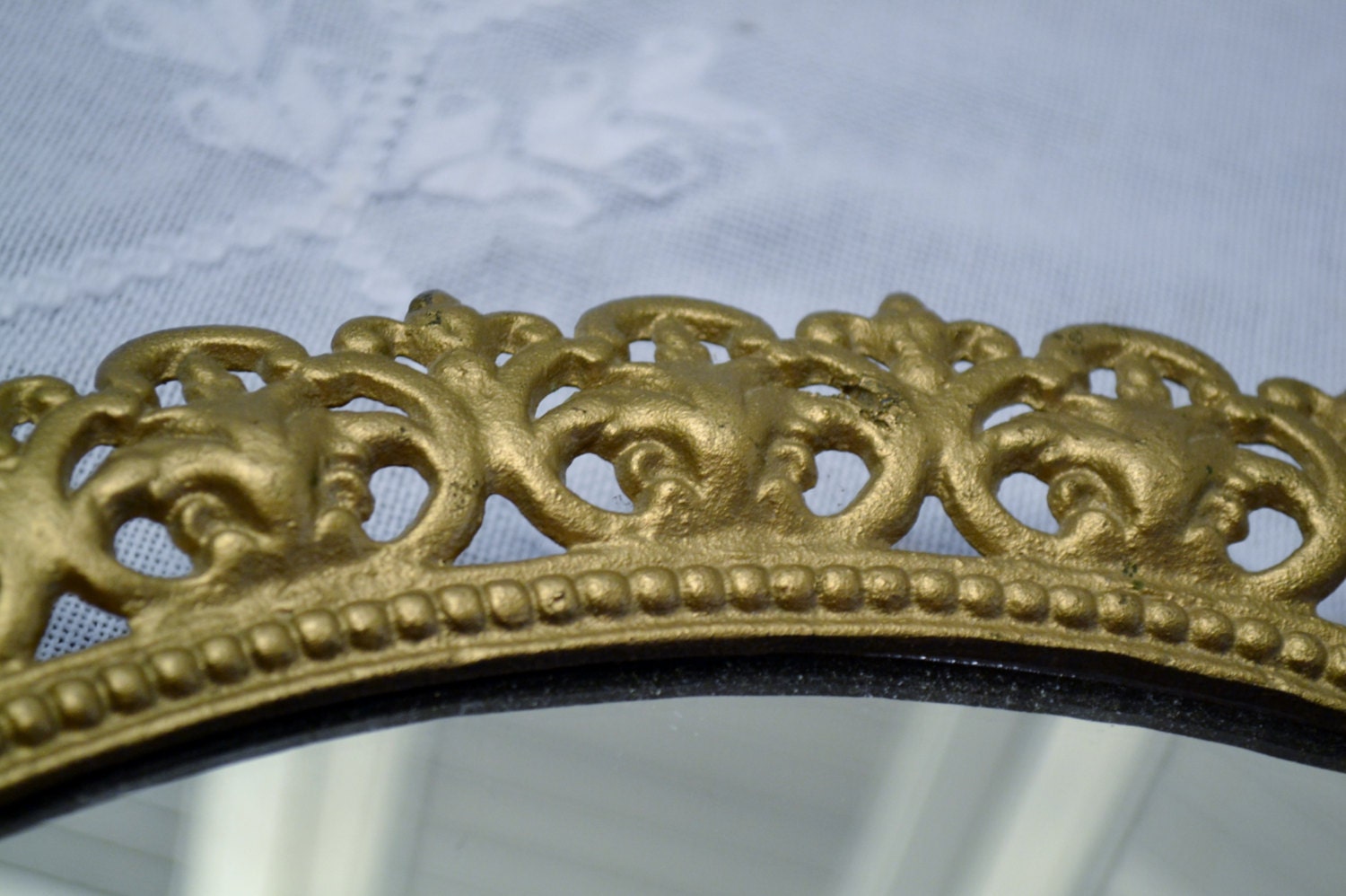 Vintage Metal Mirror Robert Emig Gold Chippy Paint Ornate