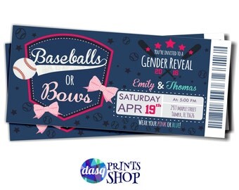 Baby gender reveal - Baseballs or Bows - Gender Reveal Idea - baseball shower - baseball gender