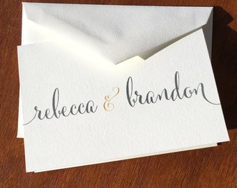 Wedding thank you notes, handmade wedding stationery, Calligraphy bride and groom names, wedding thank you cards thank you notes wedding