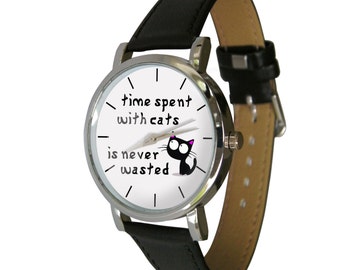 Time spent with cats watch - Cat Lovers - Cat Gift - mens watch - womans watch