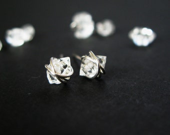 Herkimer diamond stud earrings-raw herkimer earrings-raw quatrz earrings-gift for her-dainty herkimer diamond stud earring