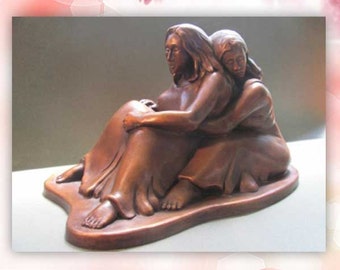 Couple Bronze Sculpture | Gay Wedding Gift, Lesbian Wedding Present, Women Lovers, Two Women, Same Sex Female Couple, Two Brides Lesbian Art