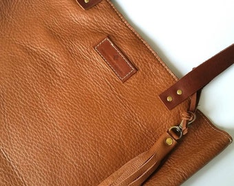 Leather Tote Bag - Simple Shopping Tote - Leather Shoulder Day Bag - Leather shoulder bag
