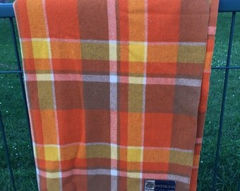 Vintage Woollen Blanket Orange Australian Woollen Blanket- Onkapringa blanket-