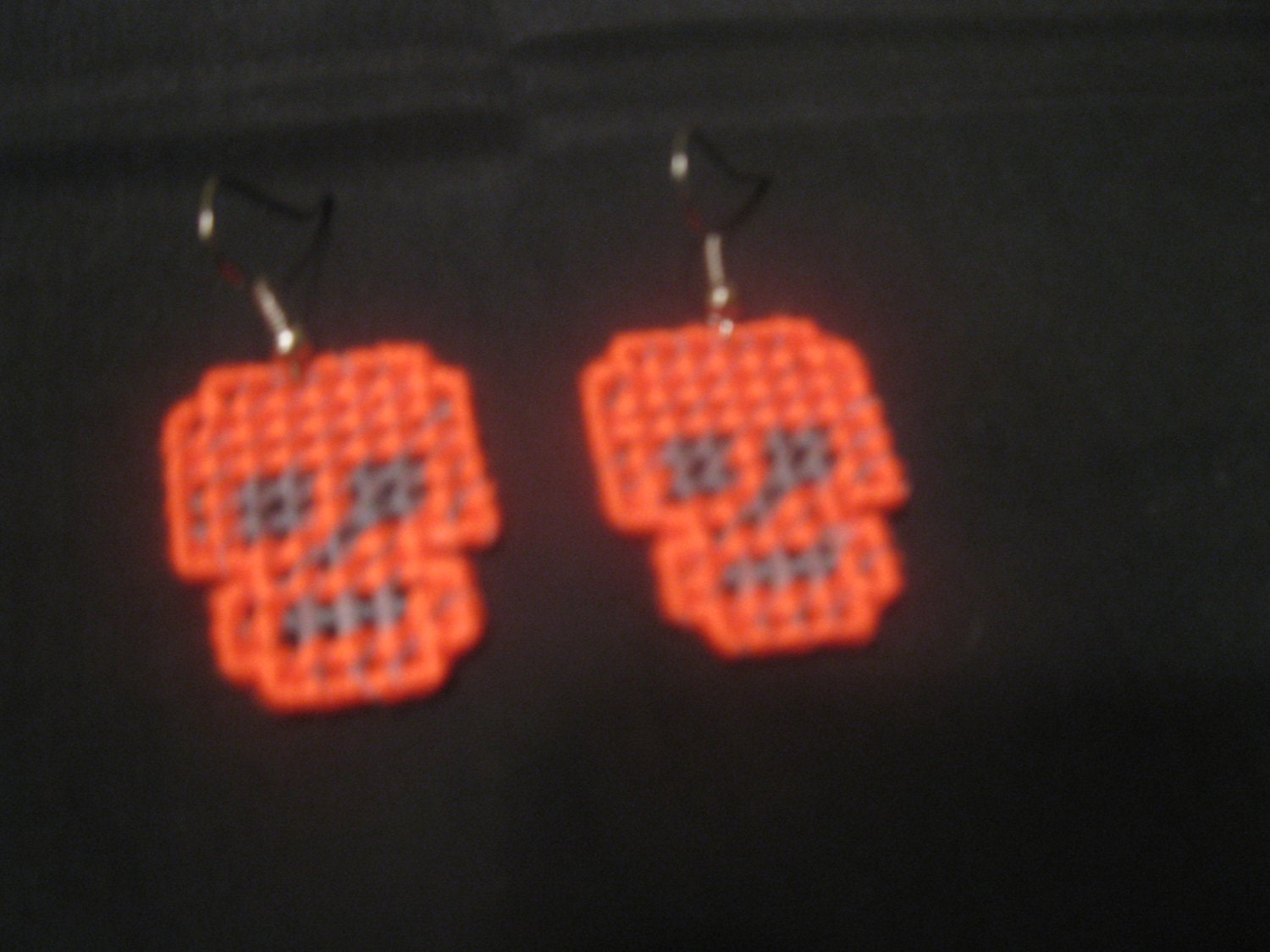 Plastic Canvas Skull Dangle Earrings