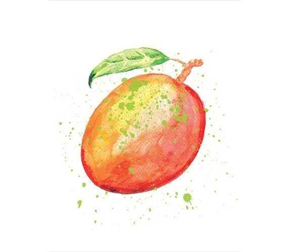 Watercolor Mango Painting Home Decor Botanical Watercolor