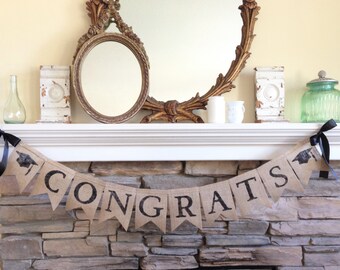 Graduation Banner~ Congrats~Burlap Graduation Banner~Graduation Party Decorations~Graduation Photo Prop~ Graduation Congratulations Banner
