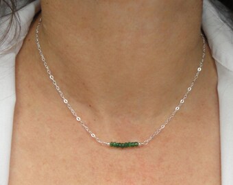 Sterling Silver emerald necklace, Emerald necklace, Silver gemstone necklace, Gemstone bracelet, May birthstone necklace