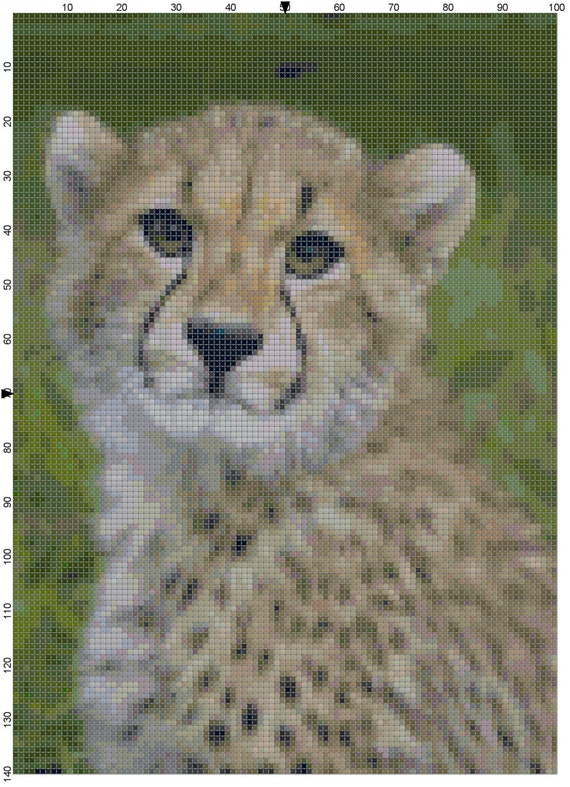 Cross Stitch Cheetah Cat Pattern Design by theelegantstitchery