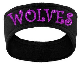 WOLVES ear warmer. SUPER SPARKLY! Wolves headband is soft fleece and will keep your ears toasty warm during those freezing games!