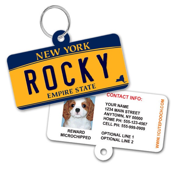 New York License Plate Custom Pet ID Tag Dog ID Tag