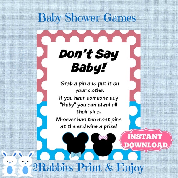 a without baby shower games Gender Twins Say Don't and Baby Game Minnie Mouse Mickey