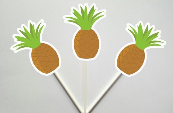 Pineapple Cupcake Toppers Pineapple Cake Topper Luau by CraftyCue