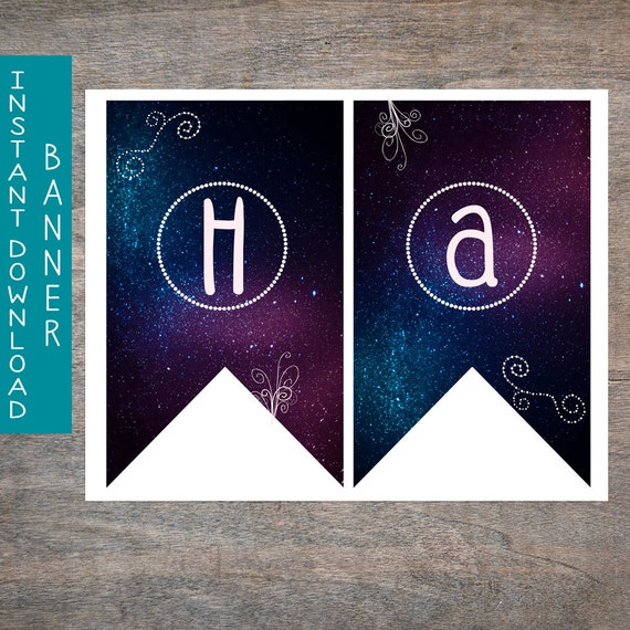 Galaxy Happy Birthday Banner printable and digital file
