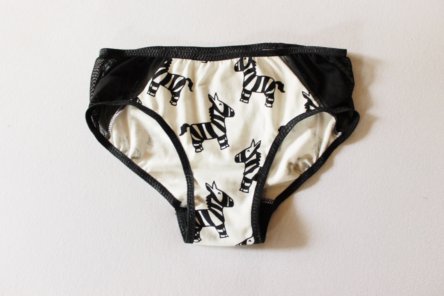 Black animal sheer mesh elastic waist panties zombies