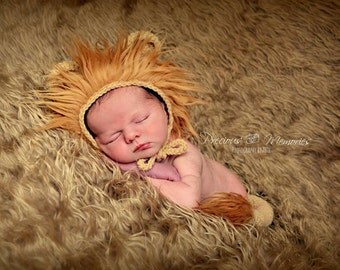 UK Seller, Newborn lion hat / Newborn Hat / Newborn lion set / Photography Prop / Baby crochet props / Baby props - Lion / Furry Lion bonnet
