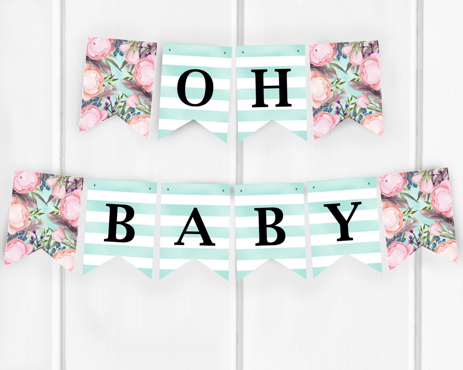 Boy Oh Sign Etsy Oh Baby Banner Boho Shower Bohemian Decorations Printable