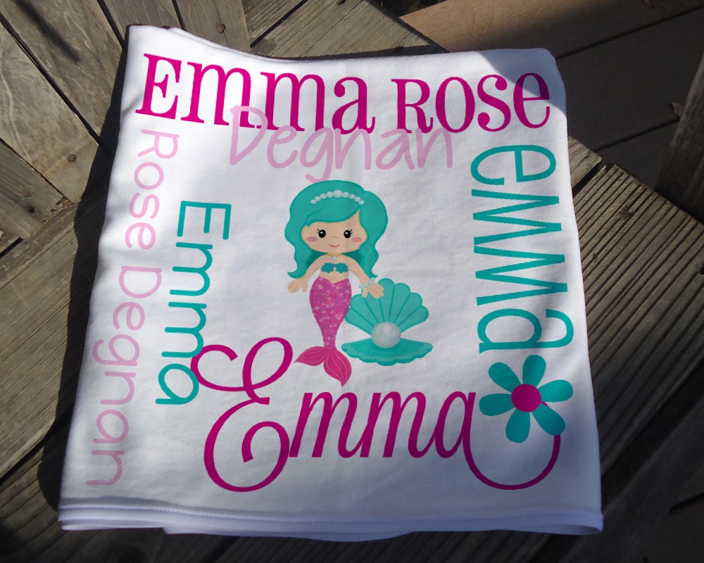 Personalized Mermaid Baby Blanket Mermaid Receiving Blanket