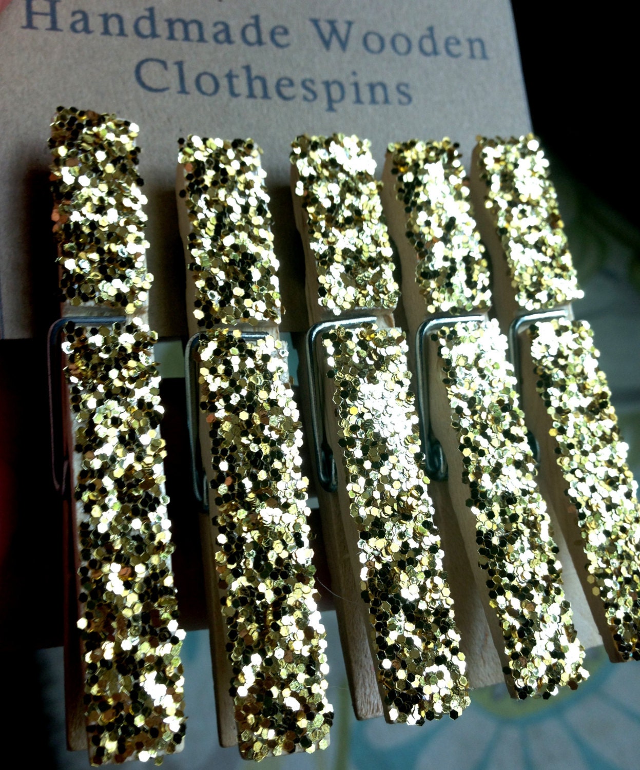 Gold glitter clothes pins clothespins gold office by REJUNK