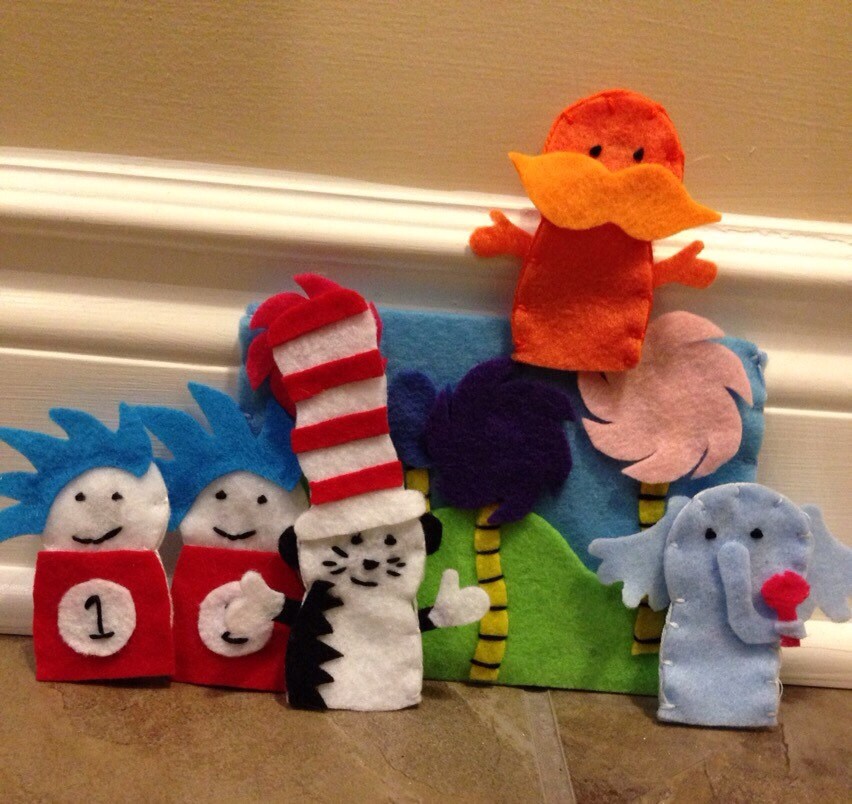 Felt Finger Puppet Dr Seuss Characters by CourtneyFeltCreation