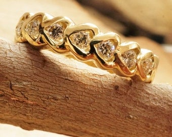 Eternity wedding band , gold wedding band, Diamond Engagement Ring, Women Jewelry, diamond band vintage jewelry
